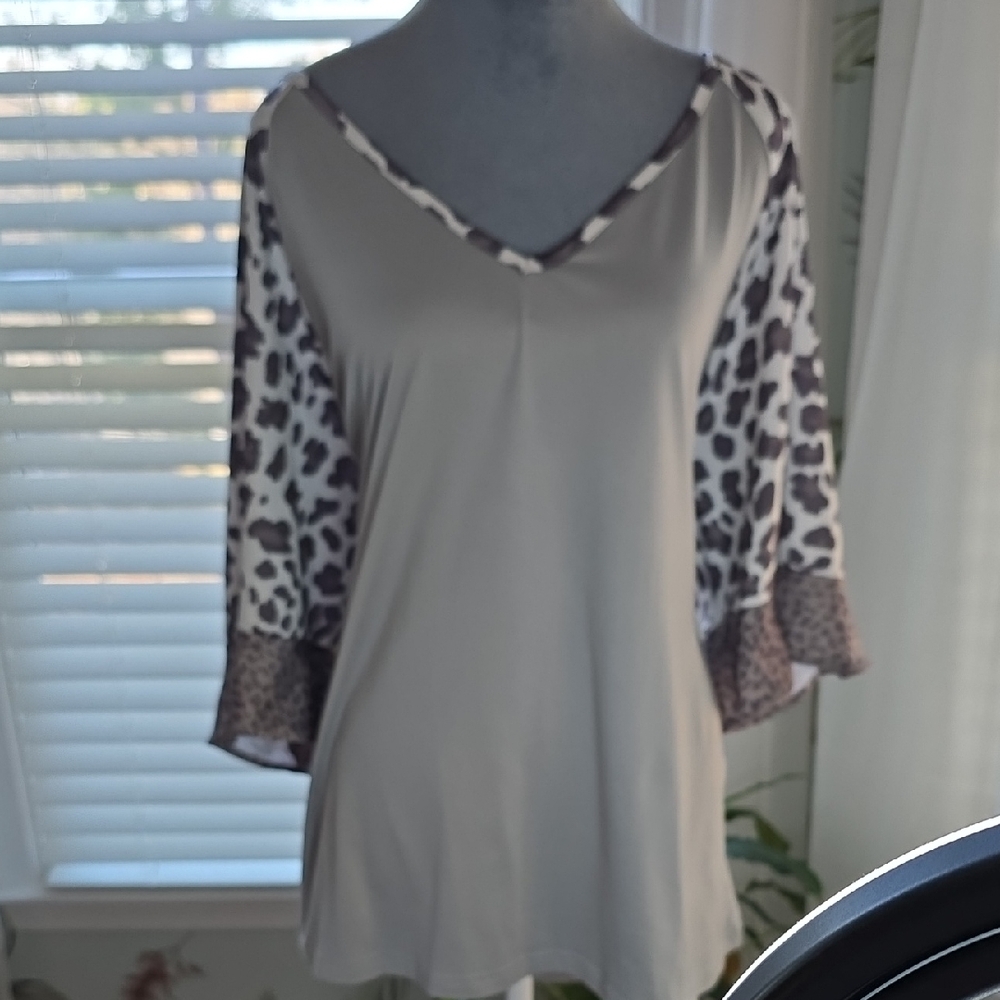 Leopard Print Sleeve Women's Top